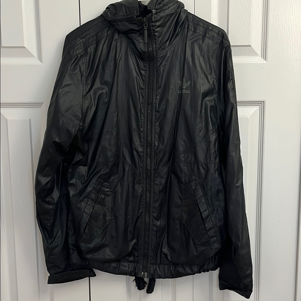 Adidas Black Windbreaker Lightweight Athletic Jacket